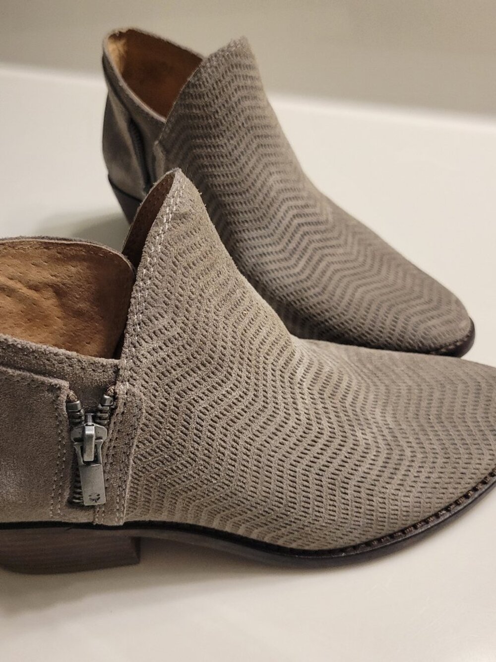Lucky Brand Gray Chevron Ankle Bootie with Double Zippers